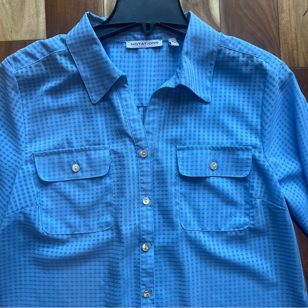 Notations convertible sleeve button down blouse - image 8